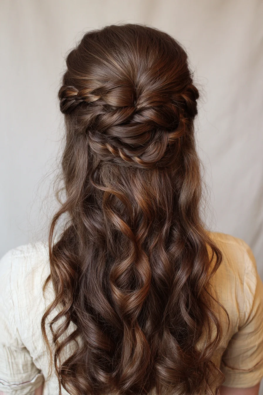 Soft Half-Up Twist with Loose Romantic Curls for Any Occasion