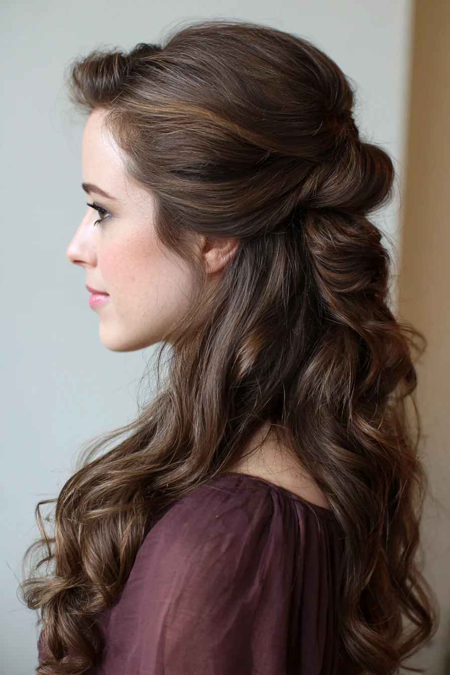 Soft Half-Up Twist with Loose Romantic Curls