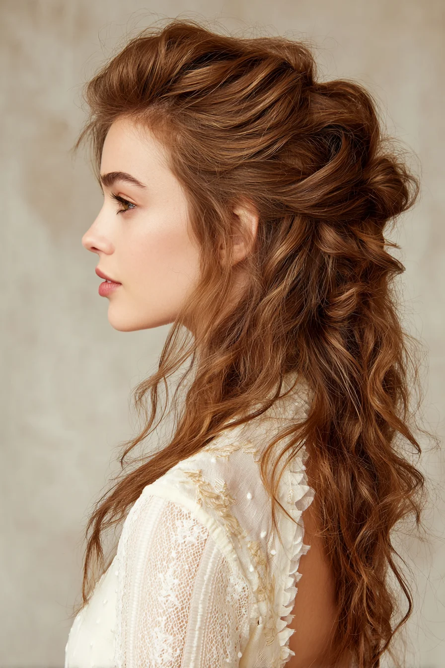 Soft Half-Up Twist with Romantic Beachy Waves