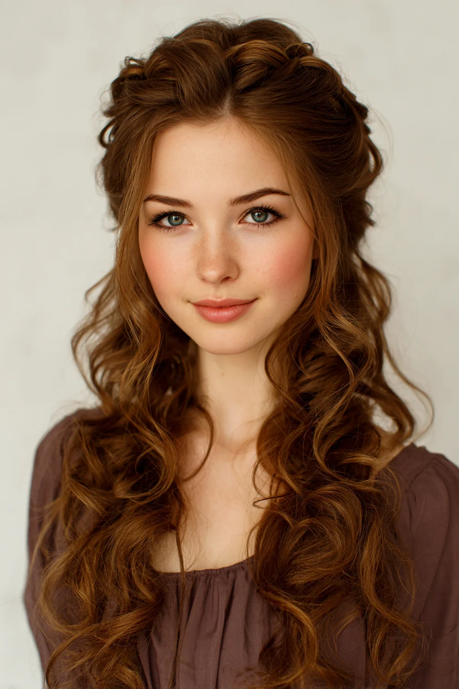 Soft Half-Up Twists with Loose Romantic Curls