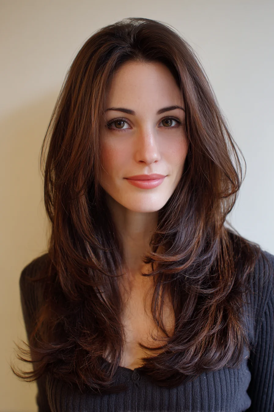 Soft Layered Blowout with Face-Framing Curtain Bangs