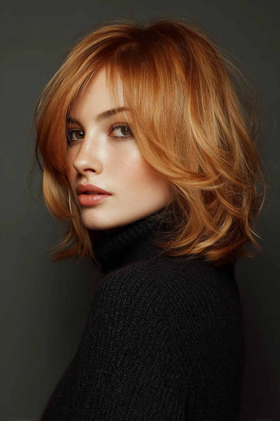 Soft Layered Bob with Face-Framing Curtain Bangs