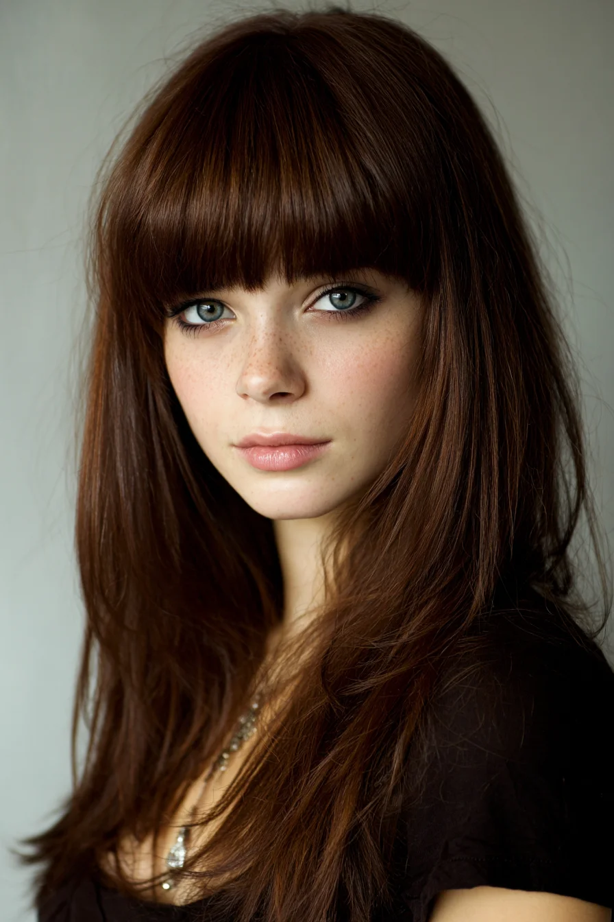 Soft Layered Cut with Blunt Fringe for Everyday