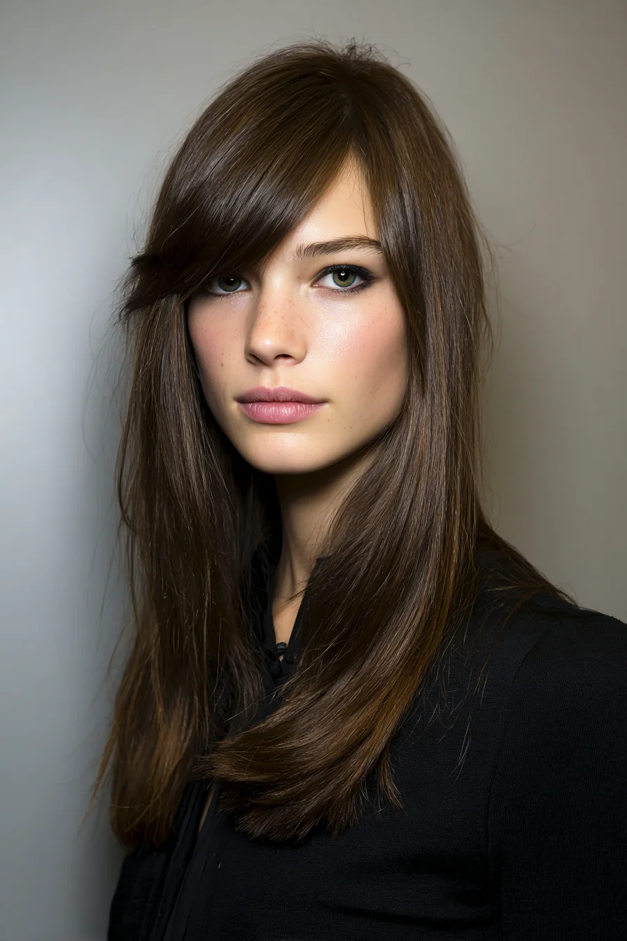 Soft Layered Cut with Side-Swept Fringe for Everyday