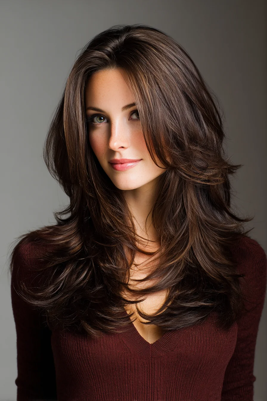 Soft Layered Cut with Voluminous Blowout for Medium Hair