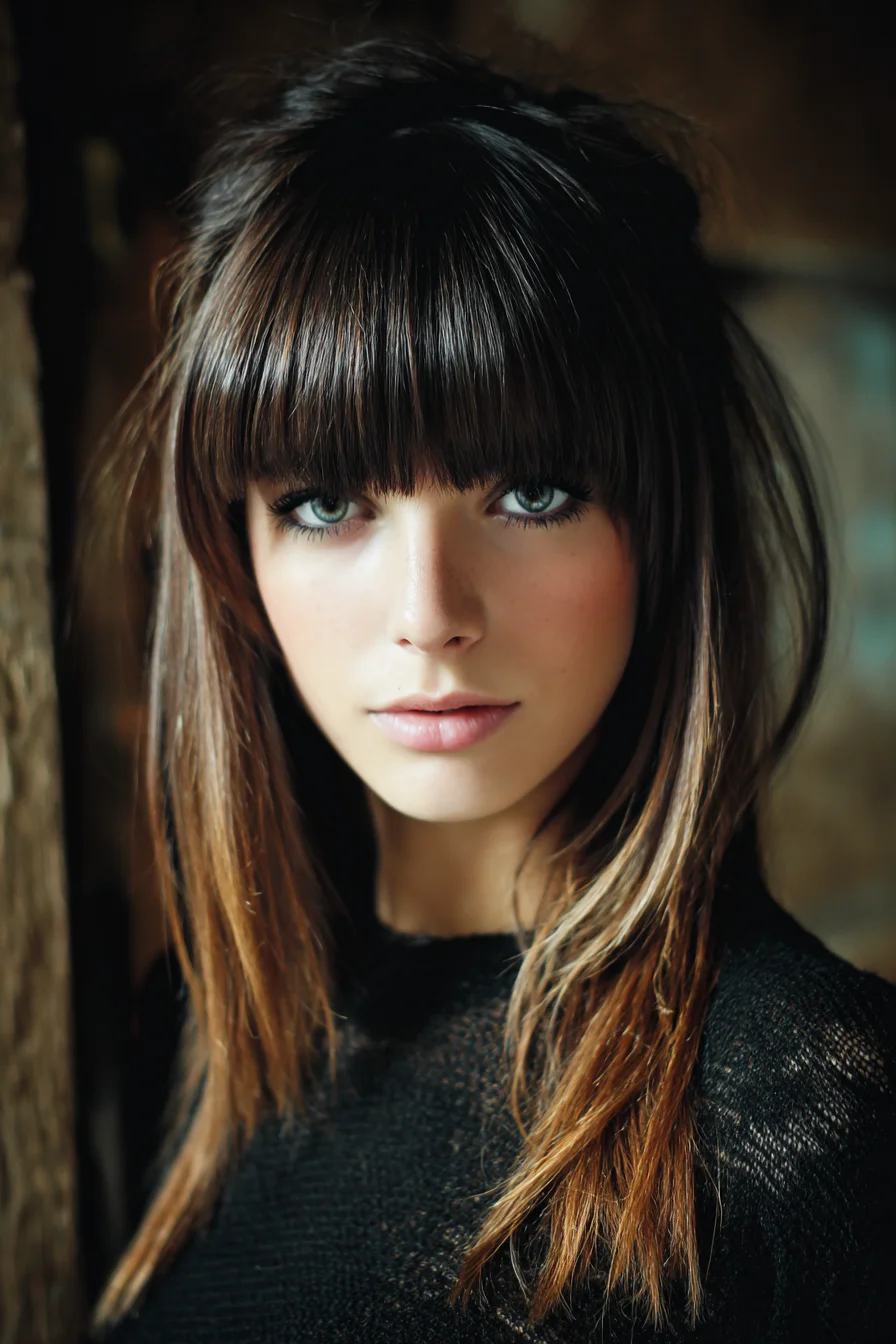Soft Layered Lob with Full Fringe and Tousled Ends
