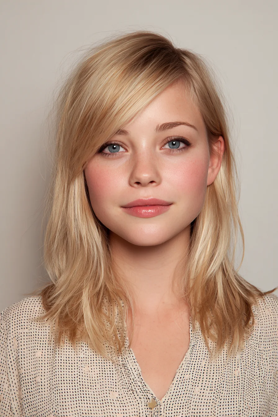 Soft Layered Lob with Side-Swept Bangs for Everyday