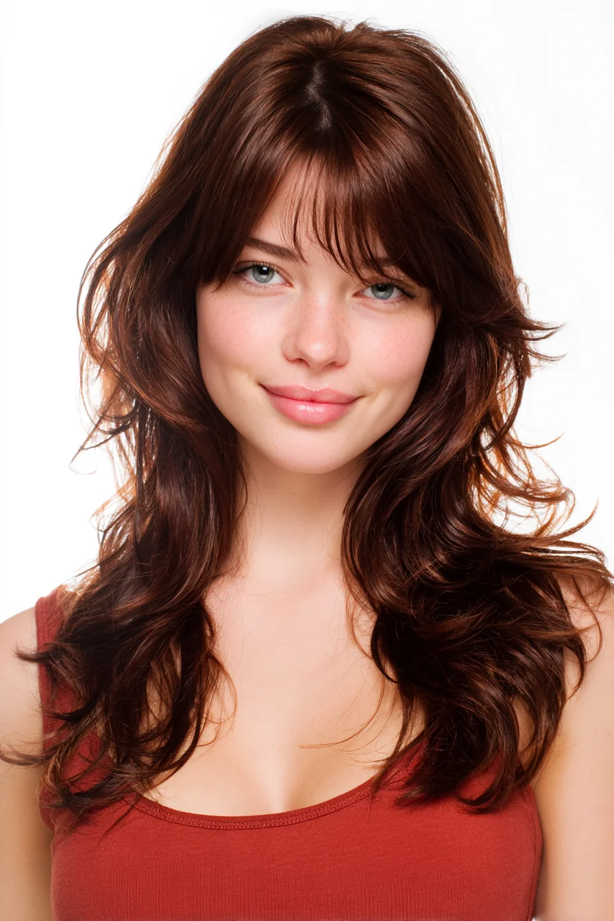 Soft Layered Shag with Curtain Bangs Flipped Ends & Texture