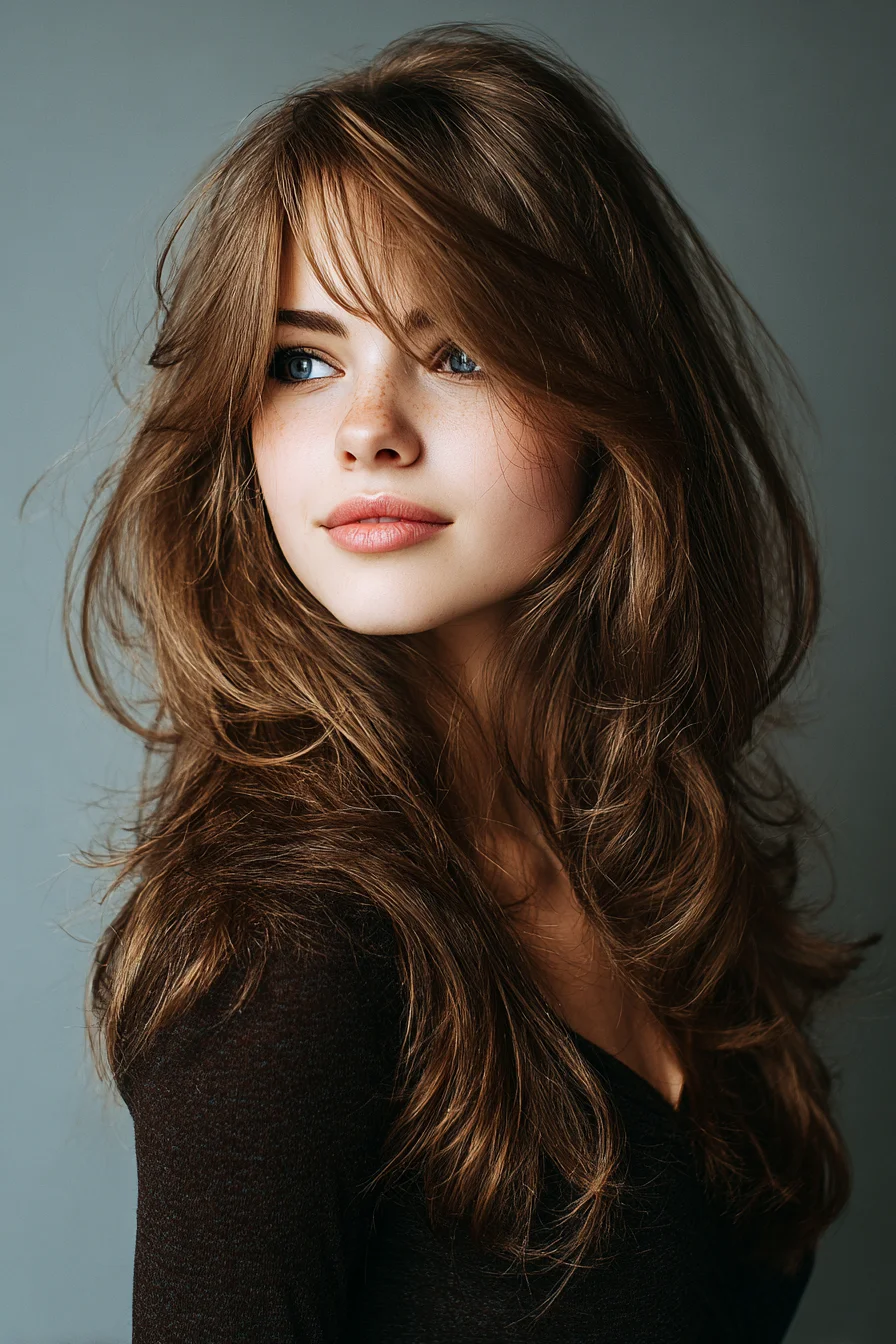 Soft Layered Shag with Curtain Bangs for Natural Volume