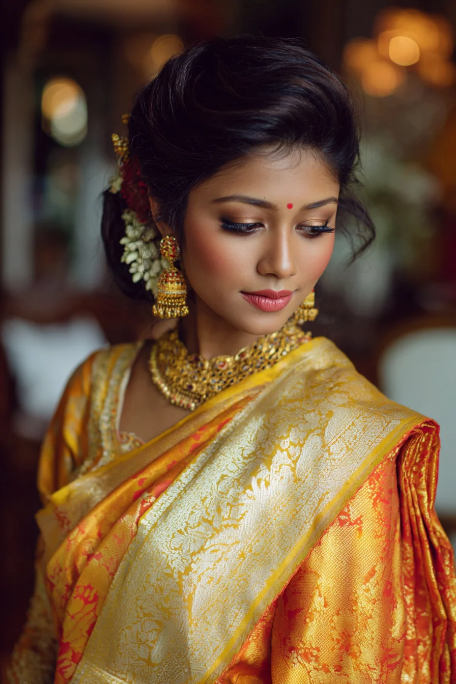 Soft Low Bun with Jasmine Flowers for Bridal Looks