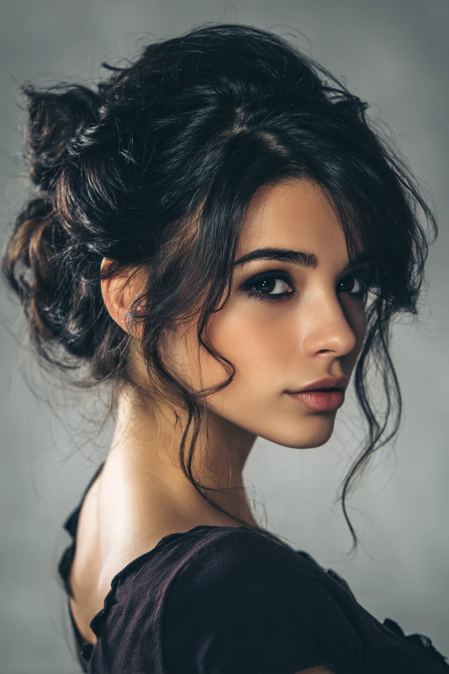 Soft Messy Low Bun with Face-Framing Tendrils for Date Night