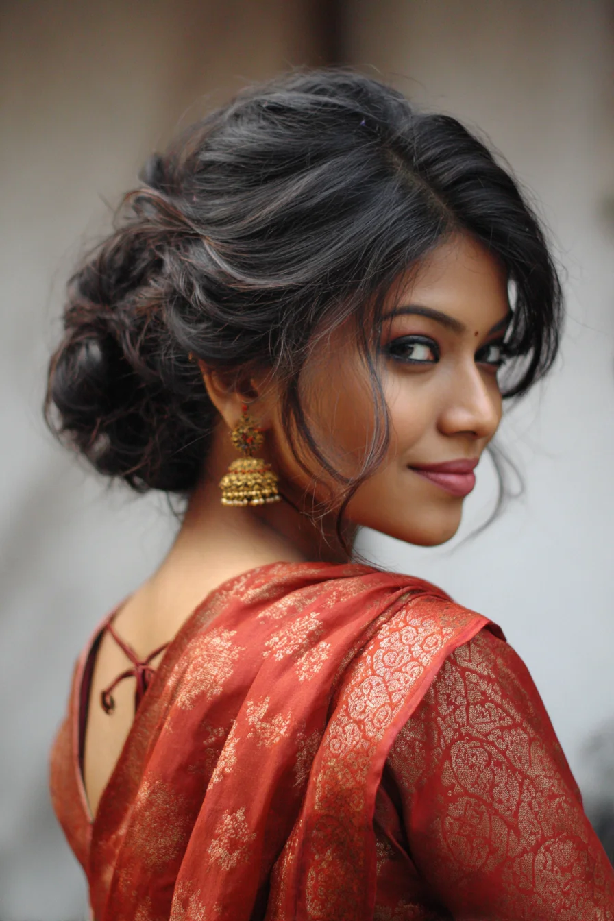 Soft Messy Low Bun with Face-Framing Tendrils