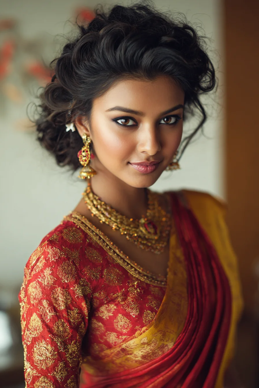 Soft Messy Low Updo with Face-Framing Curls and Volume