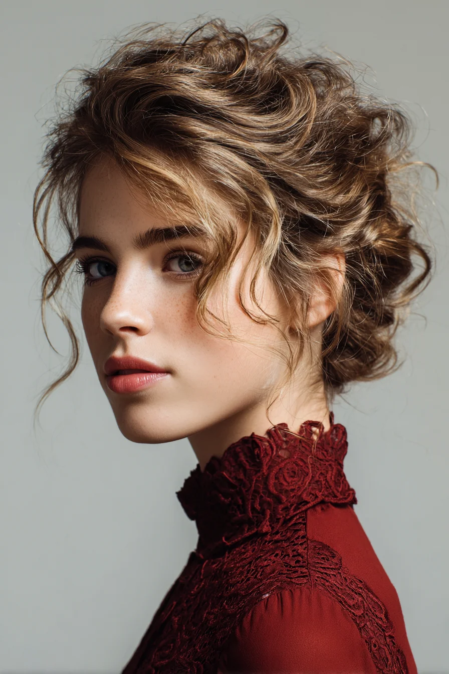 Soft Messy Updo with Face-Framing Curls for Events