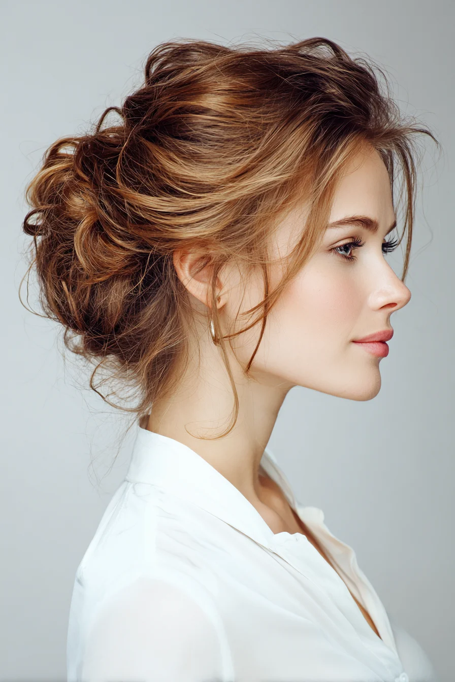 Soft Messy Updo with Face-Framing Tendrils for Everyday