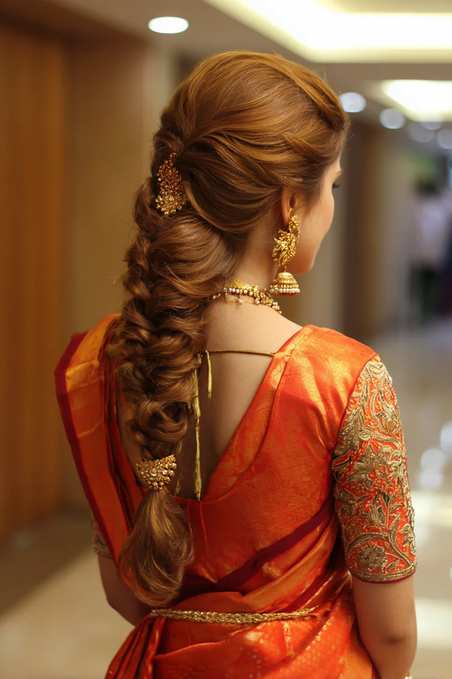 Soft Pancaked Braid with Bridal Pins and Volume