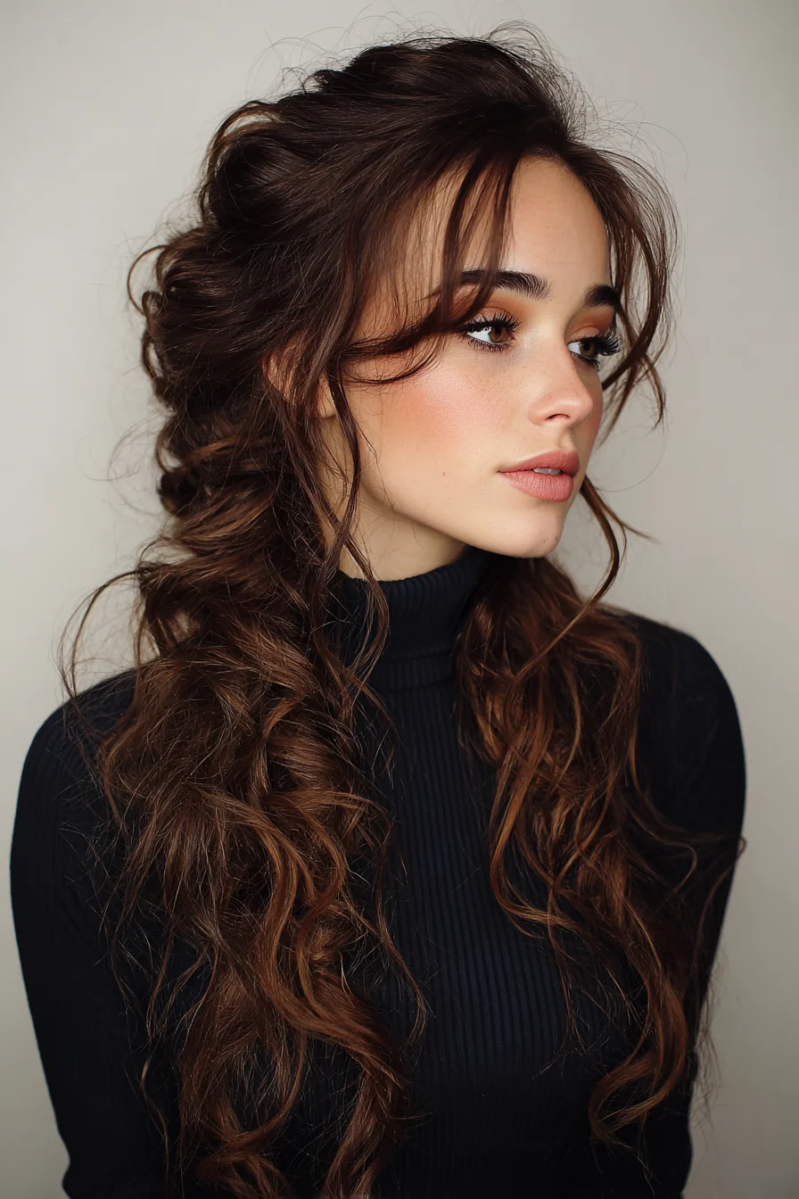 Soft Romantic Half-Up Hairstyle with Face-Framing Curls