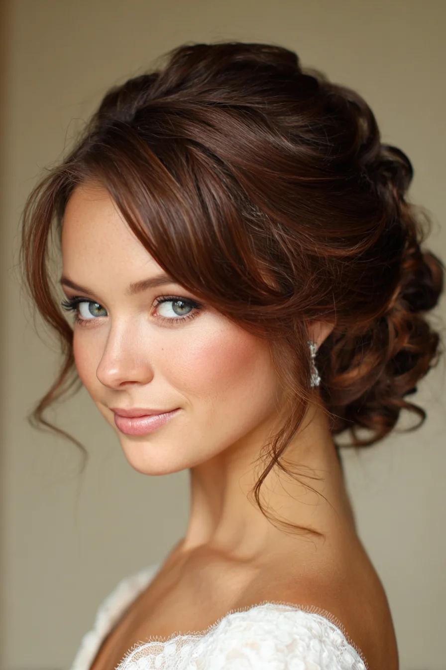 Soft Romantic Low Chignon with Face-Framing Tendrils