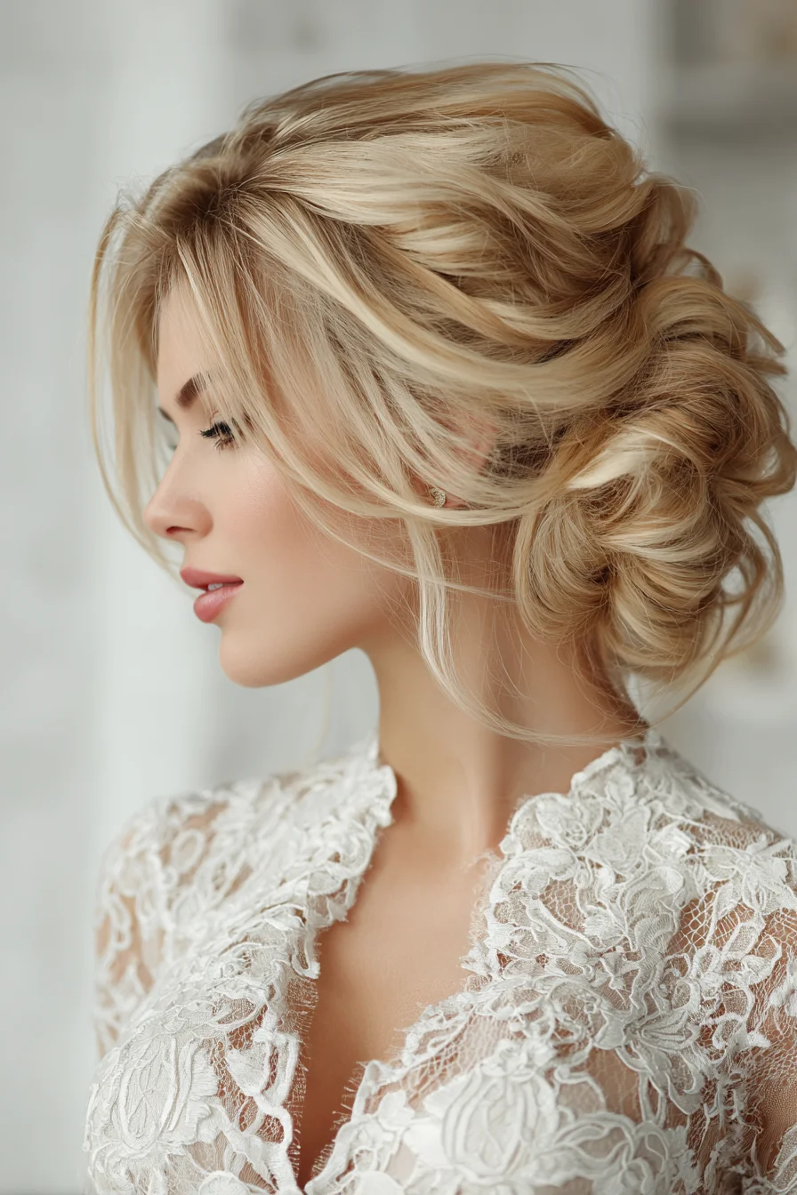 Soft Romantic Low Chignon with Tousled Face-Framing Pieces