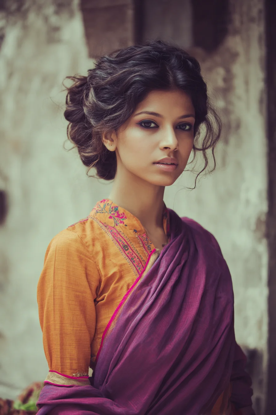 Soft Romantic Low Messy Bun with Face-Framing Tendrils