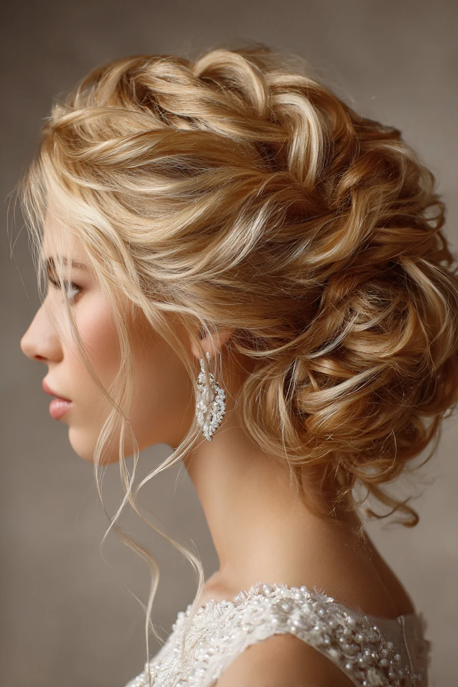 Soft Romantic Updo with Face-Framing Tendrils