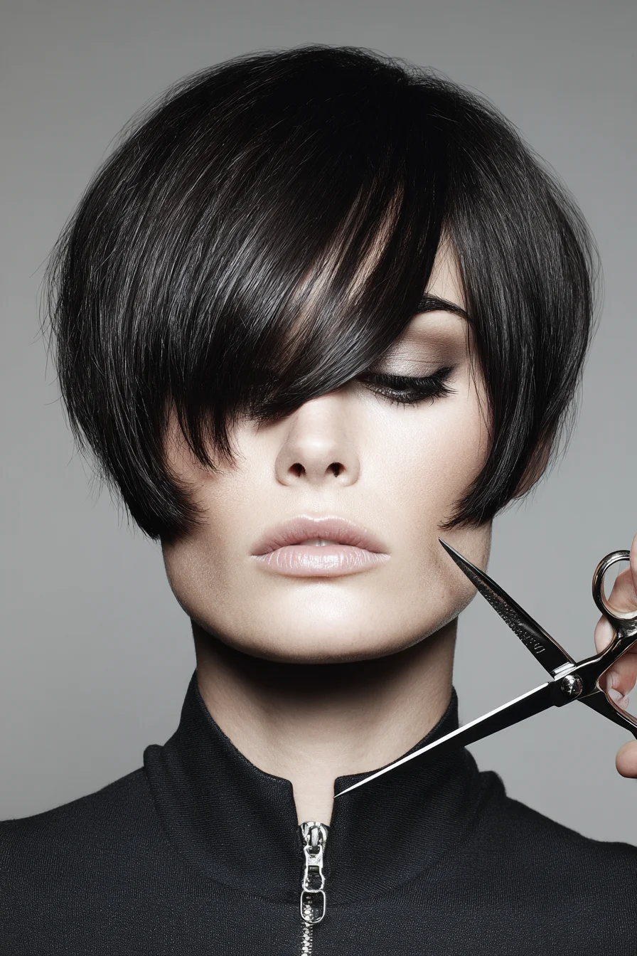 Soft Rounded Pixie with Long Side Fringe and Texture