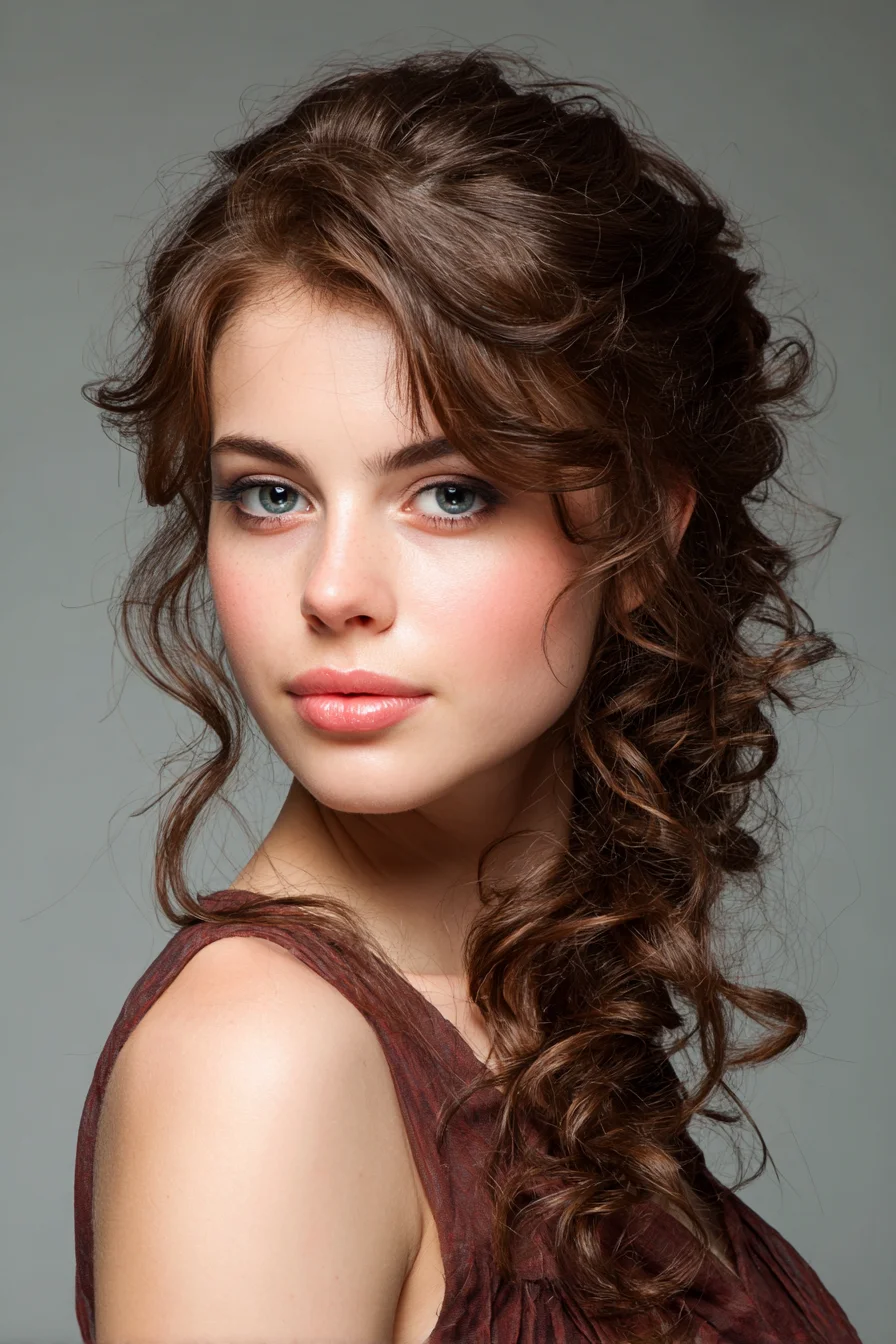 Soft Side-Swept Curly Braid for Romantic, Messy Vibes