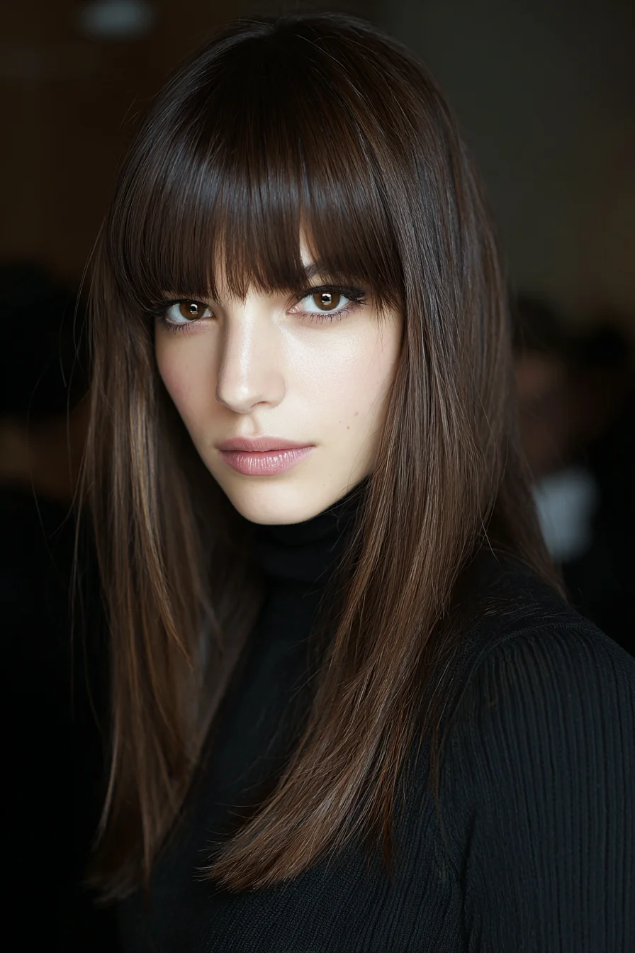 Soft Straight Layers with Blunt Fringe for Everyday Wear