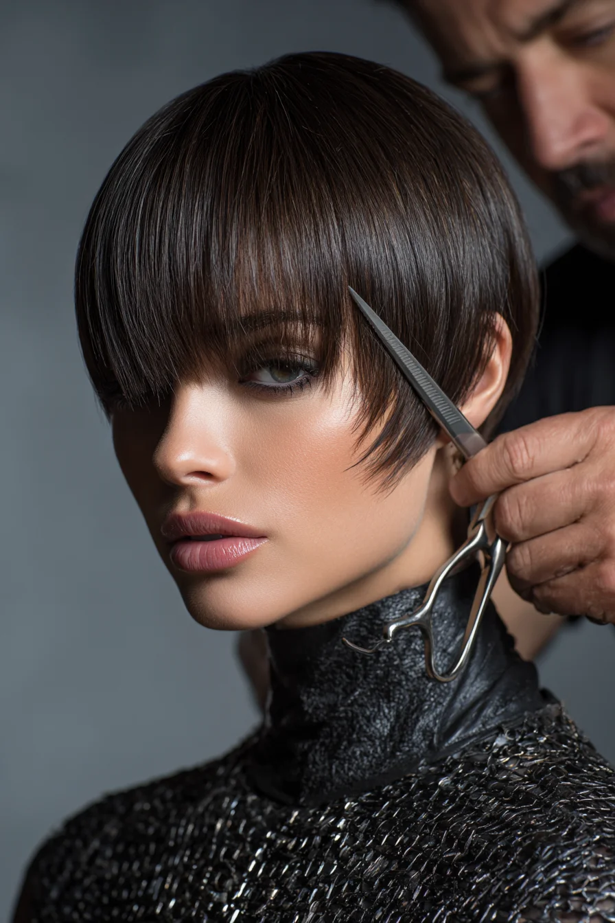 Soft Textured Pixie Crop with Blunt Fringe Details