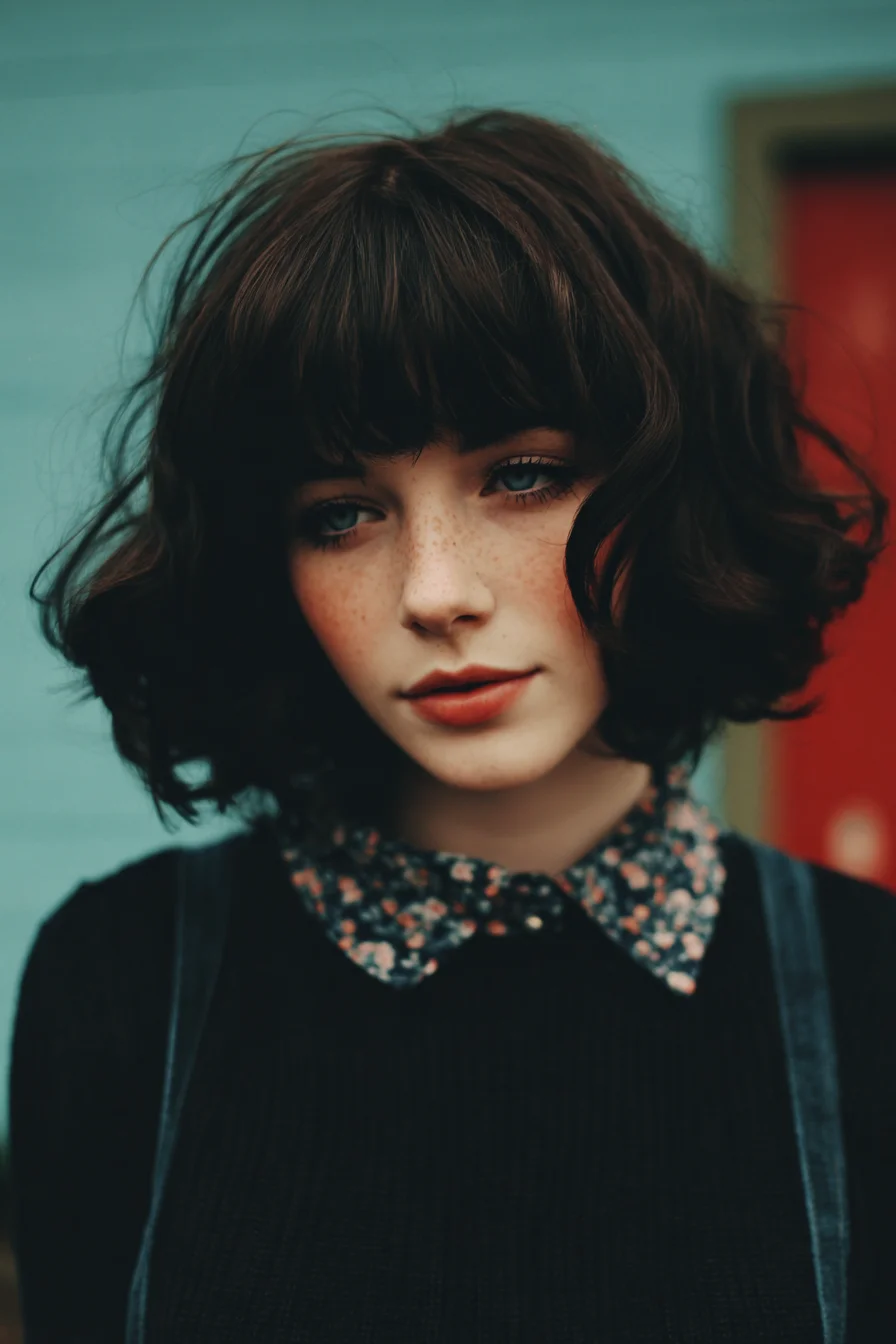 Soft Tousled Bob with Wispy Fringe for Everyday Charm