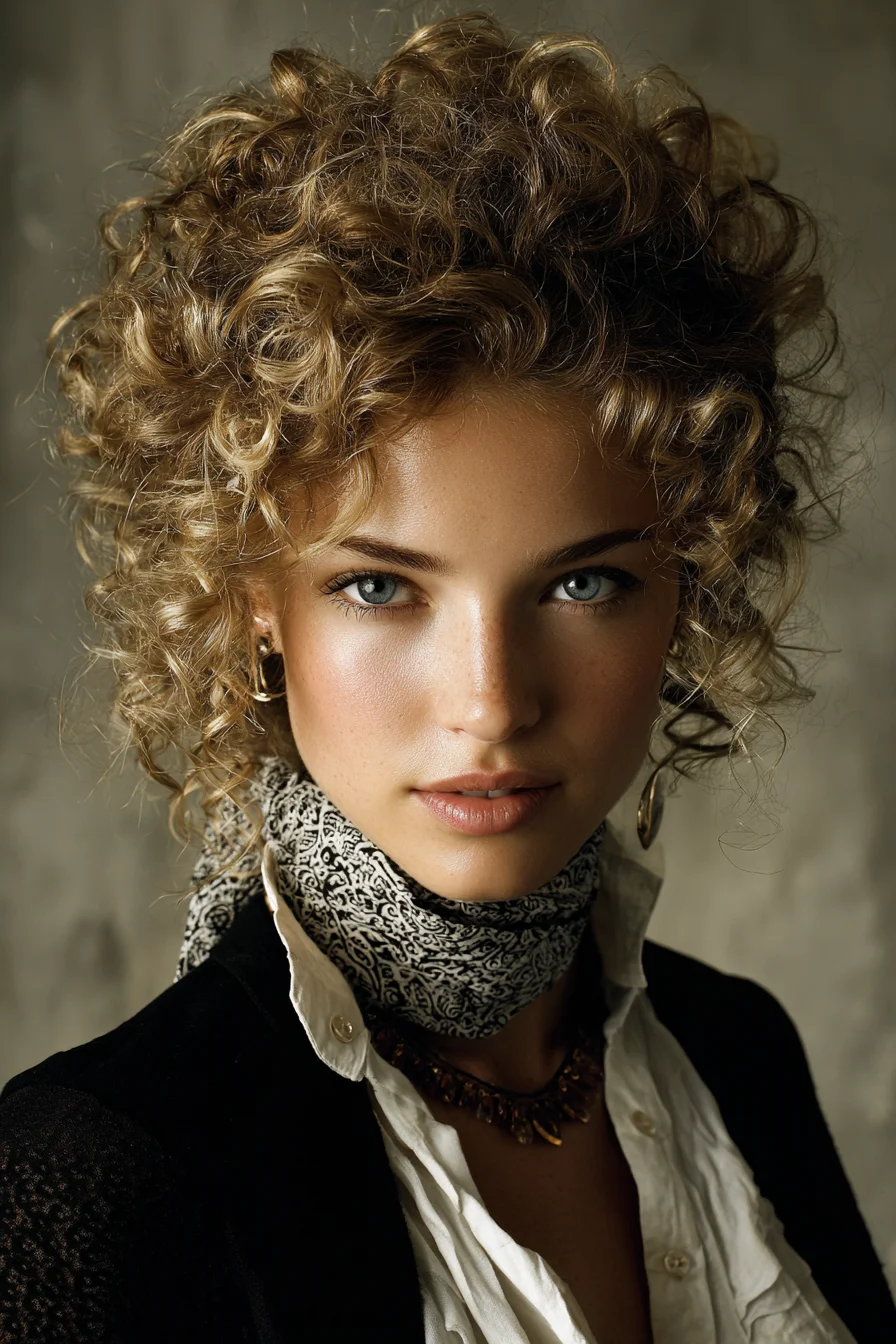 Soft Tousled Curly Updo Effortless Volume and Face-Framing Curls
