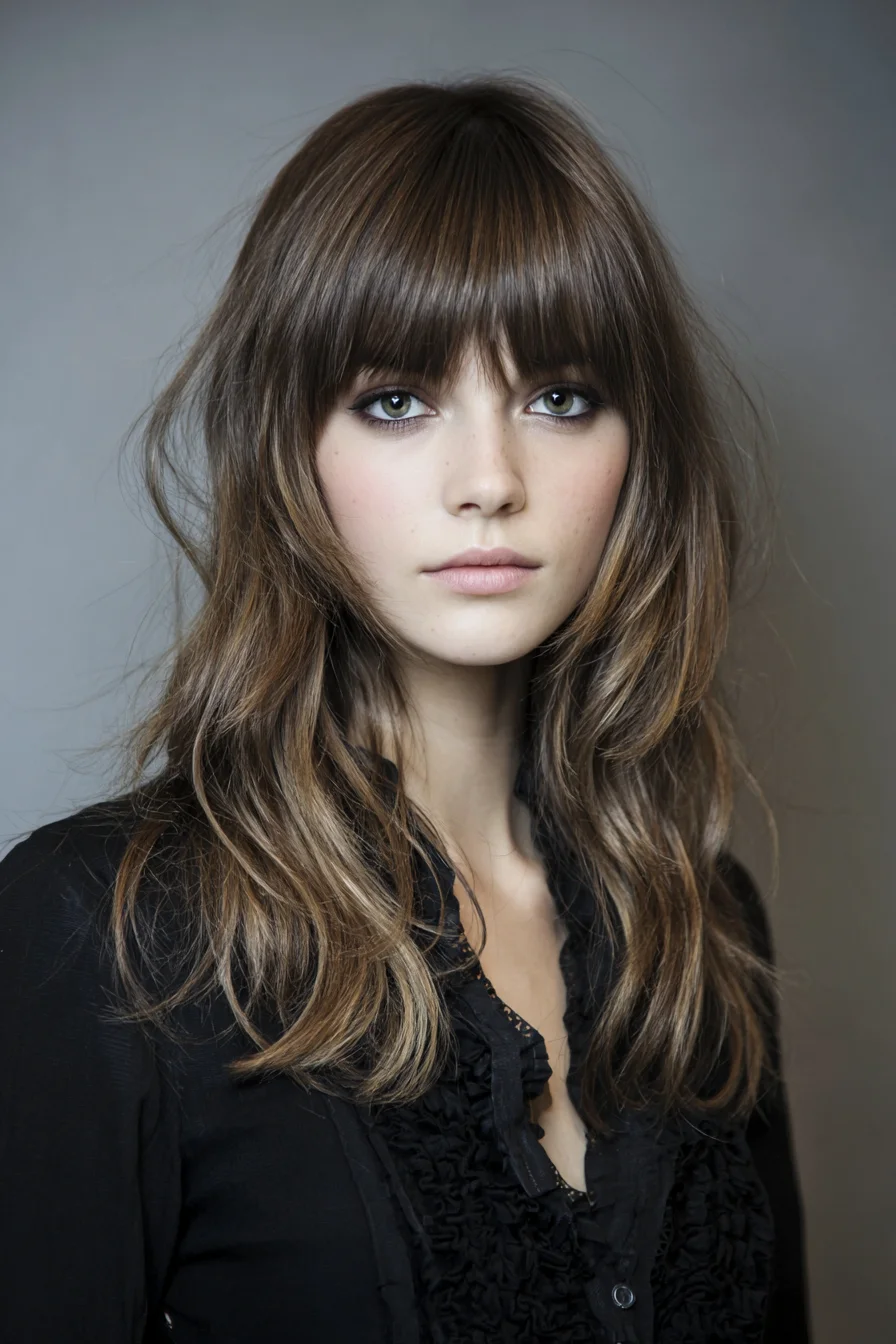 Soft Tousled Layers with Blunt Fringe for Everyday