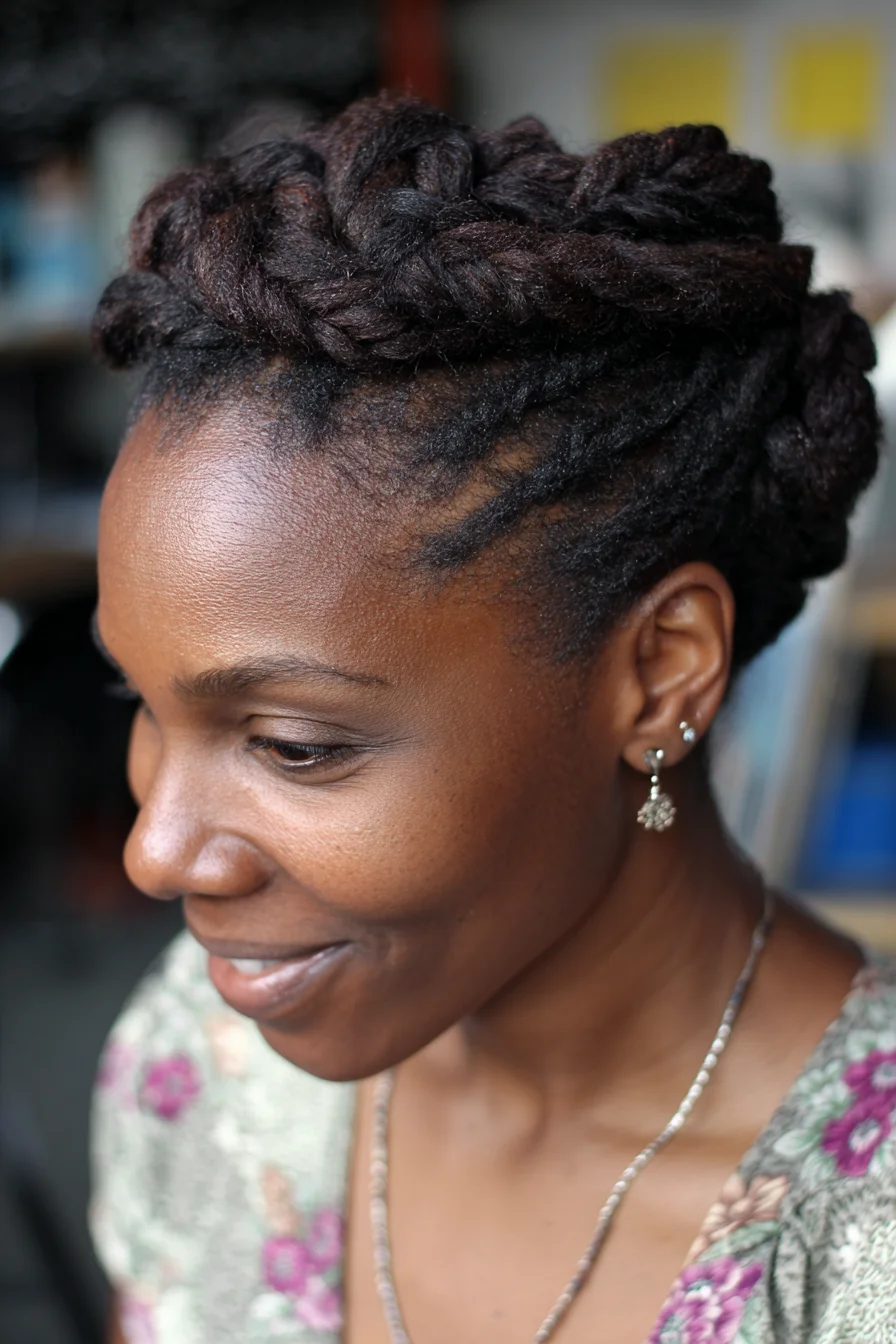 Soft Twisted Crown Updo Thats Great for Thick Natural Hair
