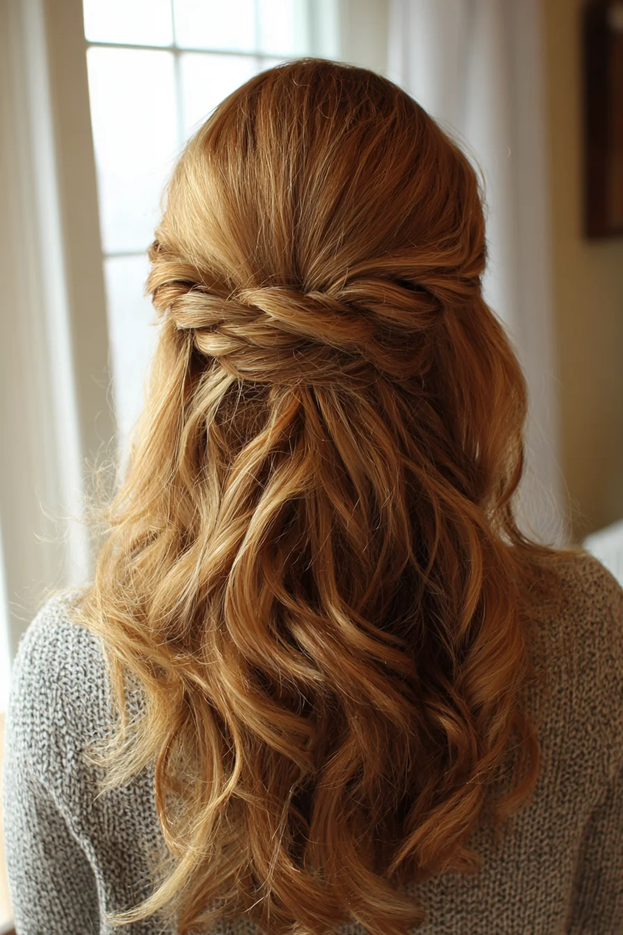 Soft Twisted Half-Up with Loose Beachy Waves for Everyday