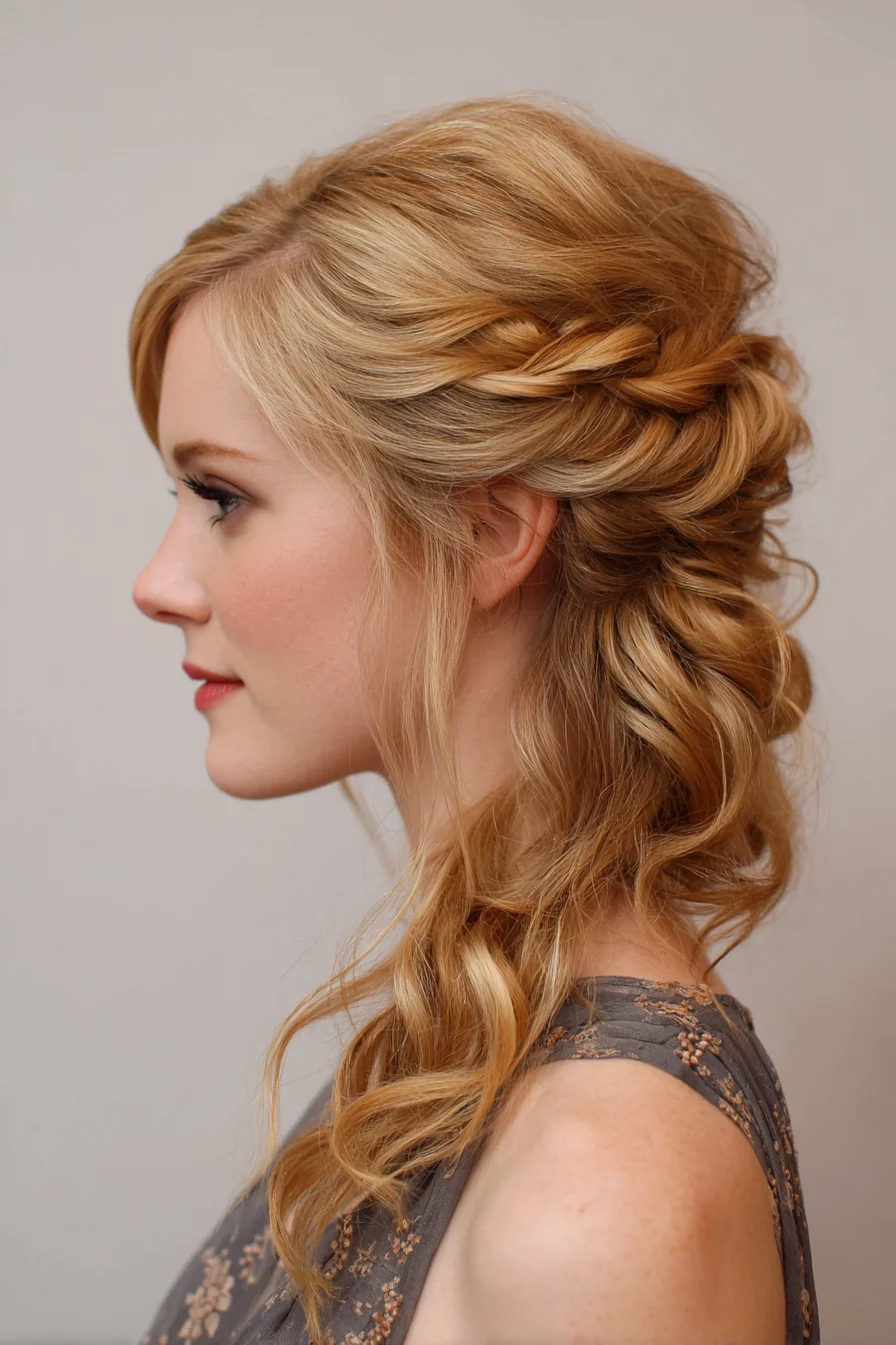 Soft Twisted Half-Up with Loose Curls and Face-Framing Pieces