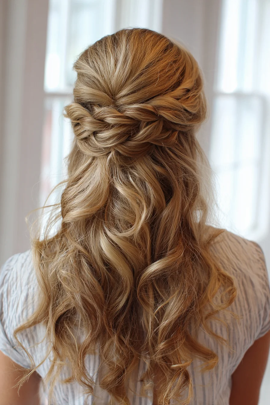 Soft Twisted Half-Up with Loose Romantic Curls