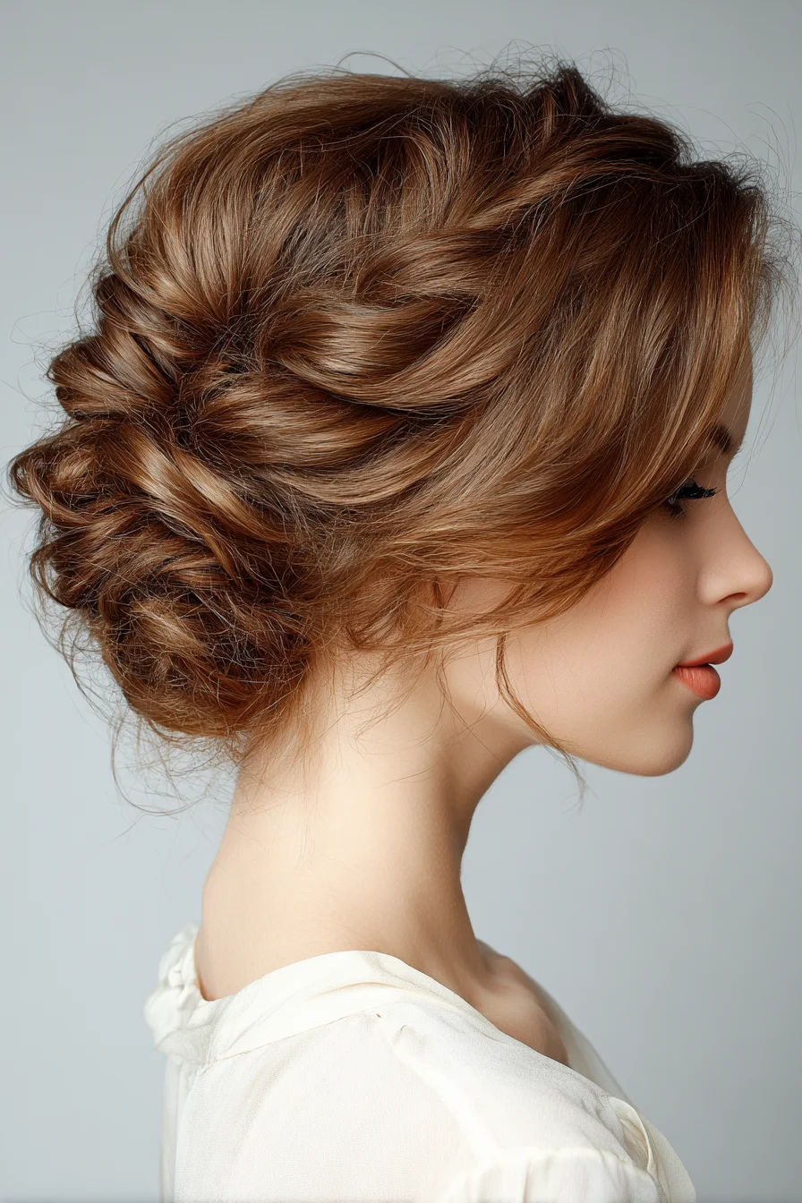 Soft Twisted Low Bun with Face-Framing Pieces