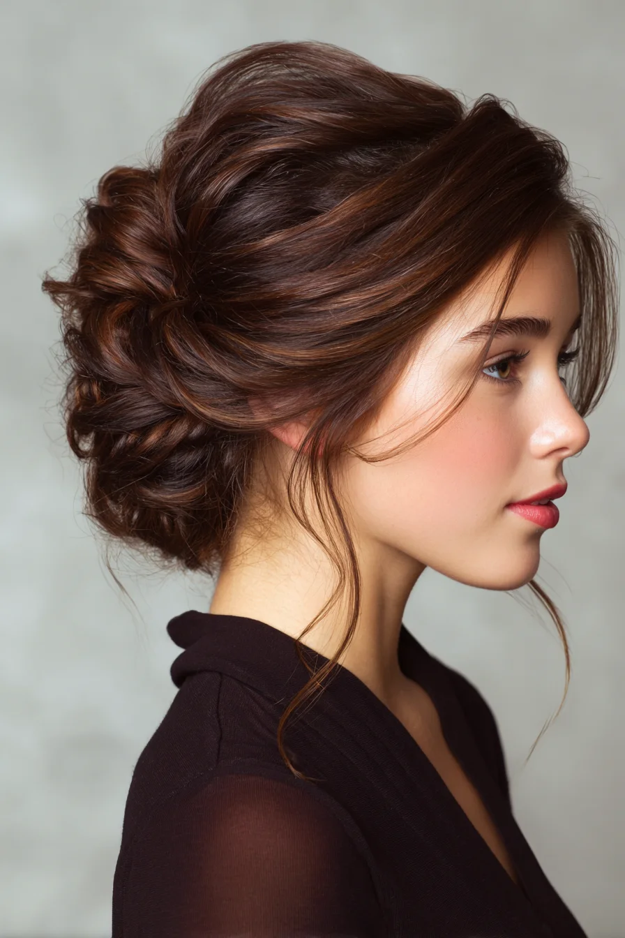 Soft Twisted Low Bun with Face-Framing Pieces