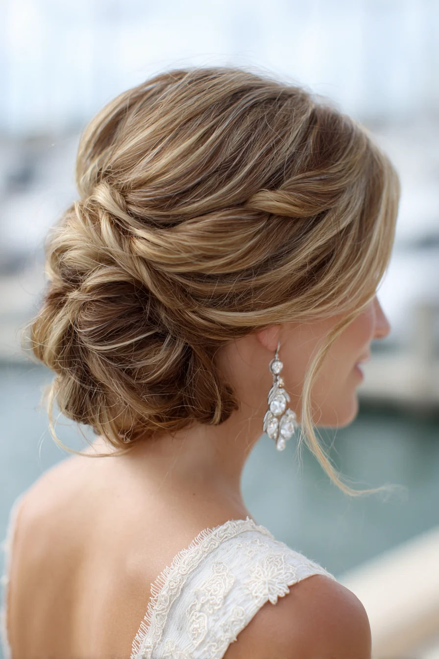 Soft Twisted Low Bun with Face-Framing Pieces