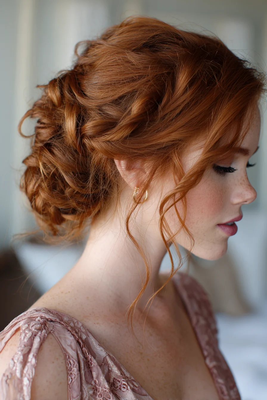 Soft Twisted Low Bun with Loose Face-Framing Tendrils