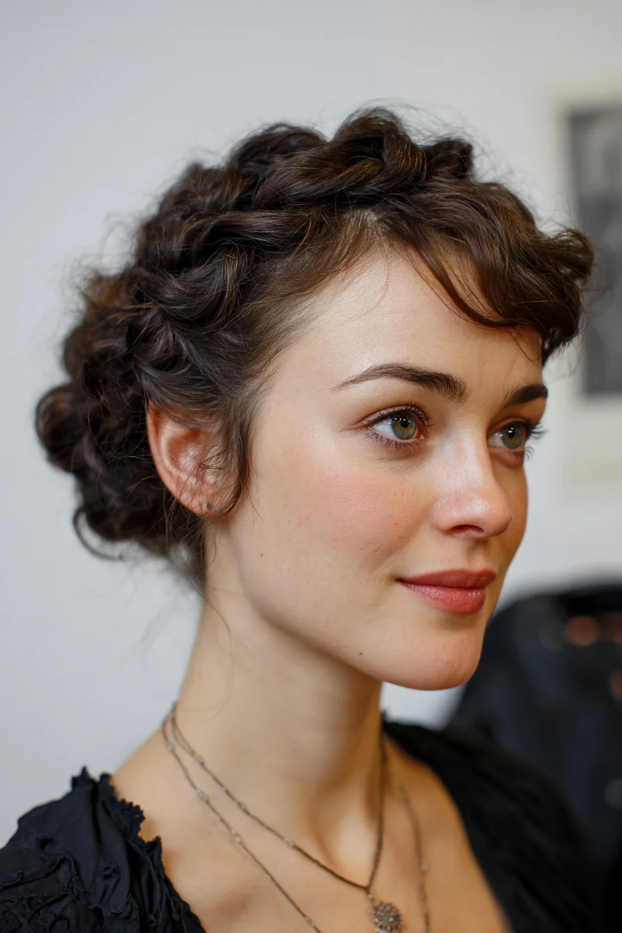 Soft Twisted Updo with Face-Framing Curls for Everyday