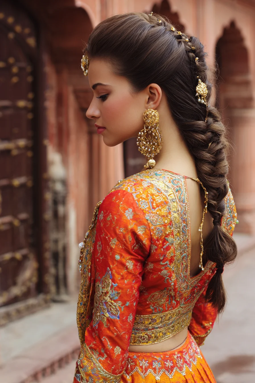 Soft Voluminous Braid with Gold Accessories for Events