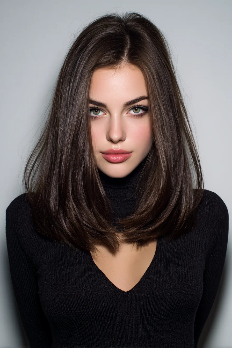 Subtle Layered Lob with Face-Framing Ends and Shine