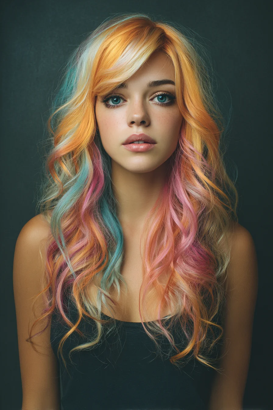 Sunset Waves with Pastel Streaks Casual Color Play