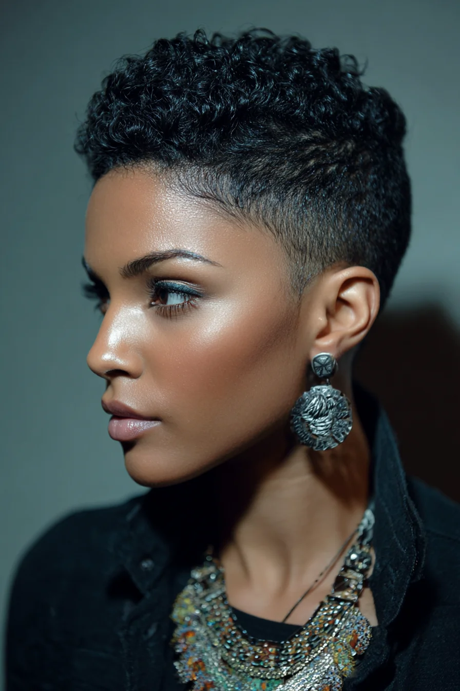 Tapered Pixie with Textured Curls, Low-Maintenance Chic