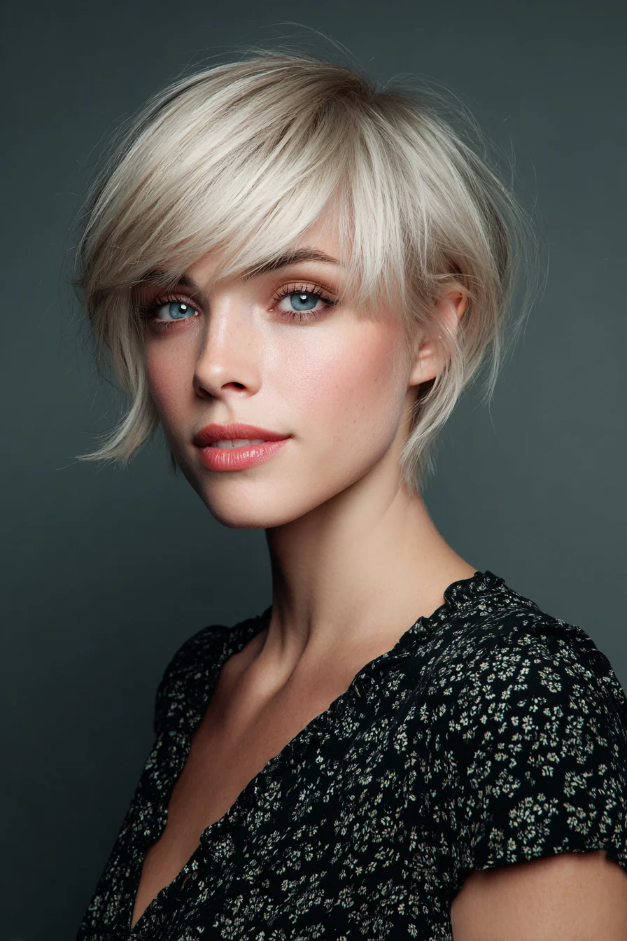 Textured Choppy Pixie Cut with Long Side-Swept Bangs