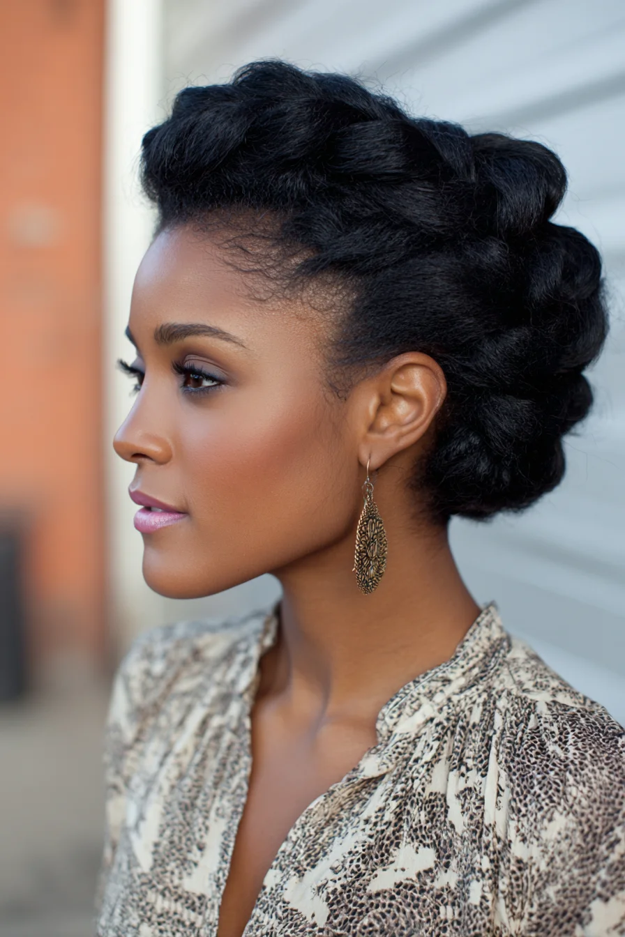 Textured Crown Braid Updo for Natural Hair Days