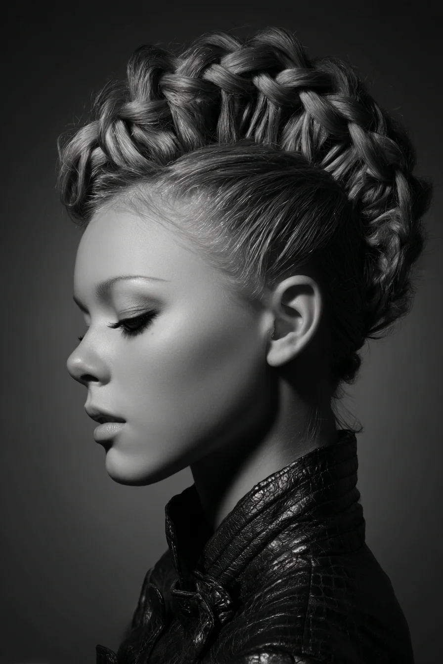 Textured Crown Braid Updo for Sleek Formal Looks