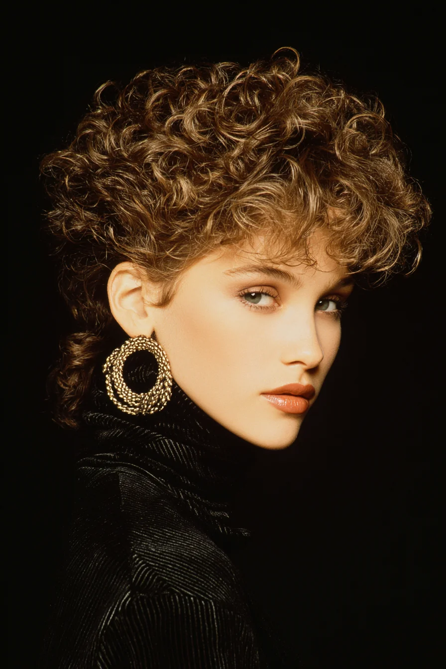 Textured Curly Mullet - Short Voluminous Retro Cut