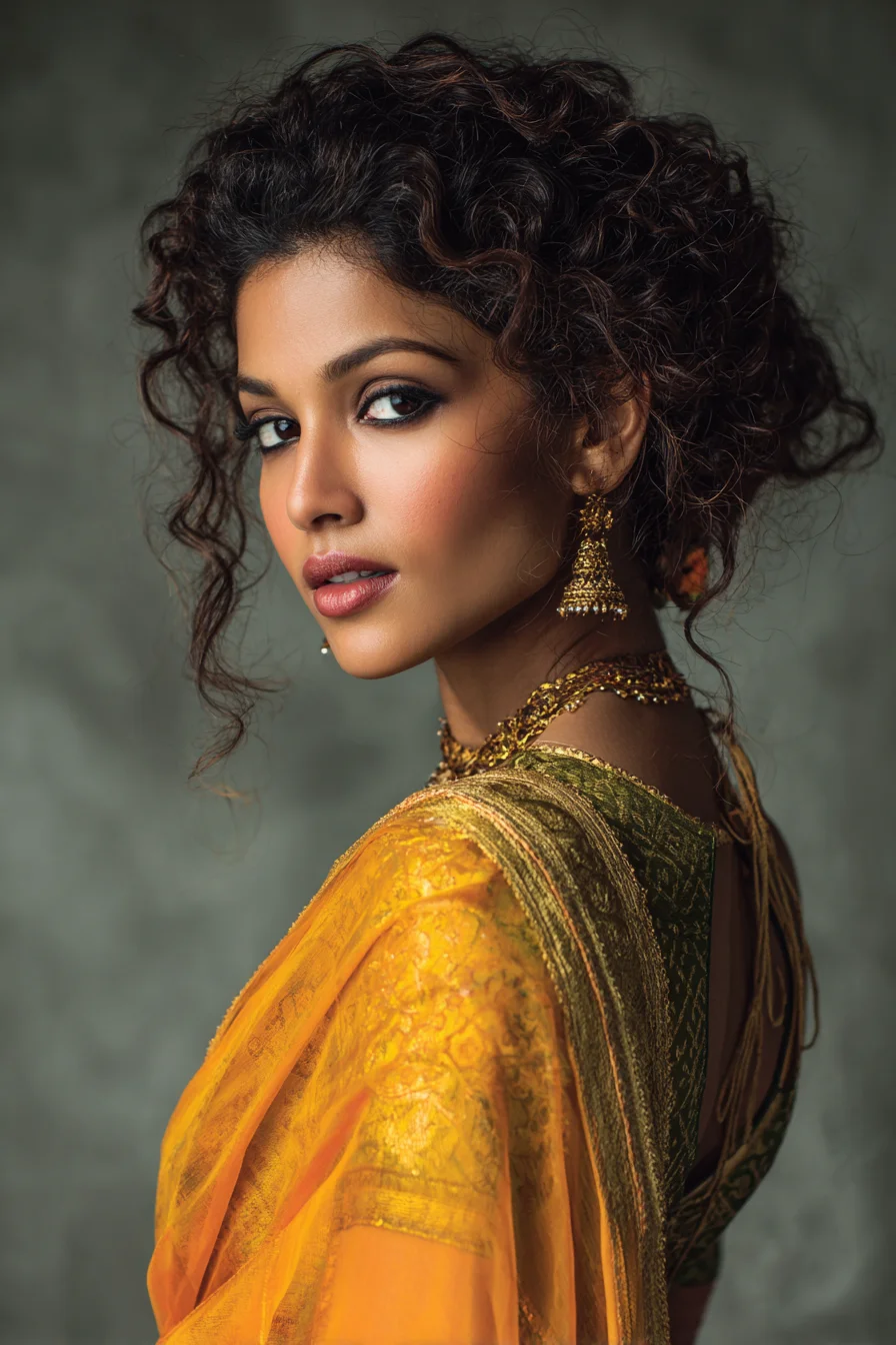 Textured Curly Updo with Face-Framing Tendrils for Special Occasions